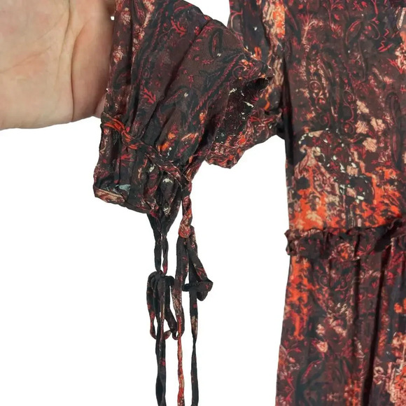 Intermix Silk Red Paisley Maxi Dress Size Small - Picture 12 of 14